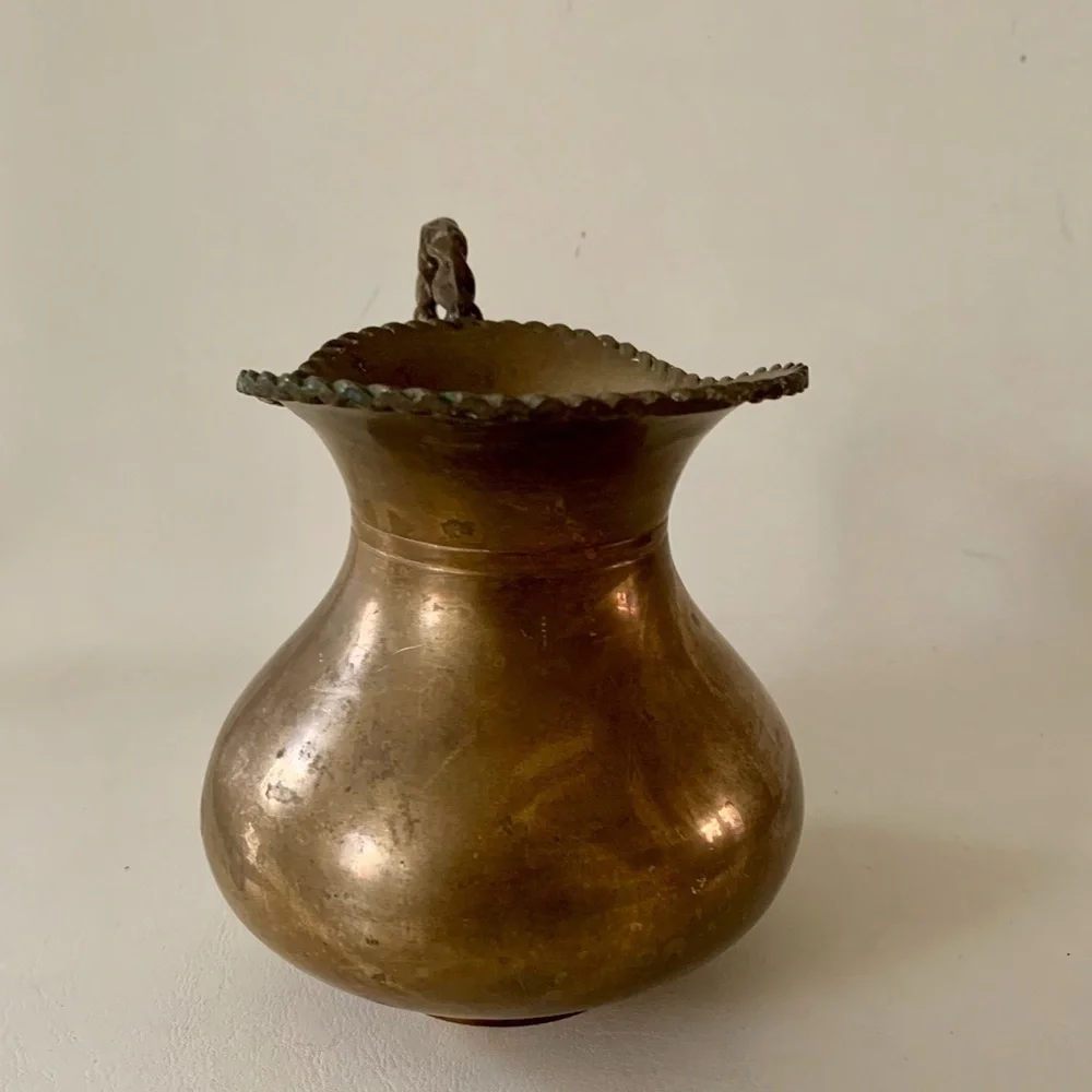 Vintage Solid Brass Water Pitcher Rope Handle Design Made in India